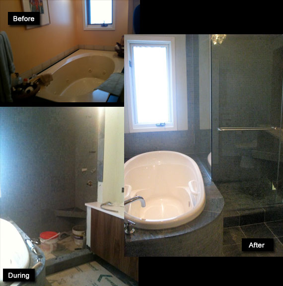 Bath Room before, during and after renovation
